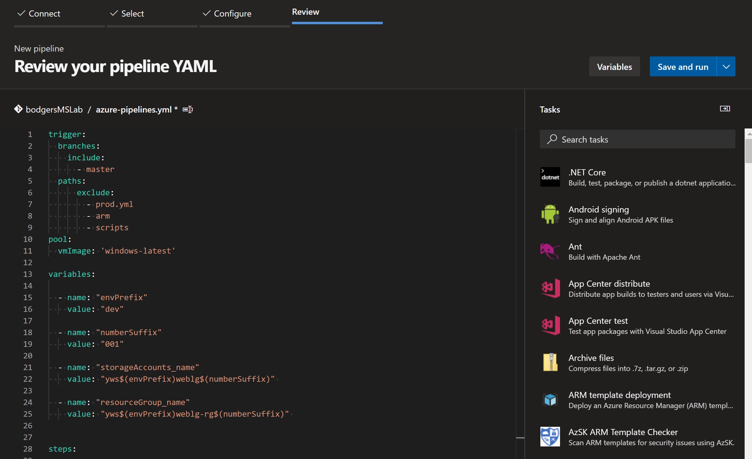 Starter pipelines