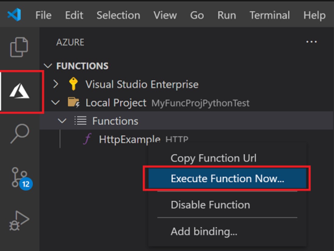 execute function in VSCode